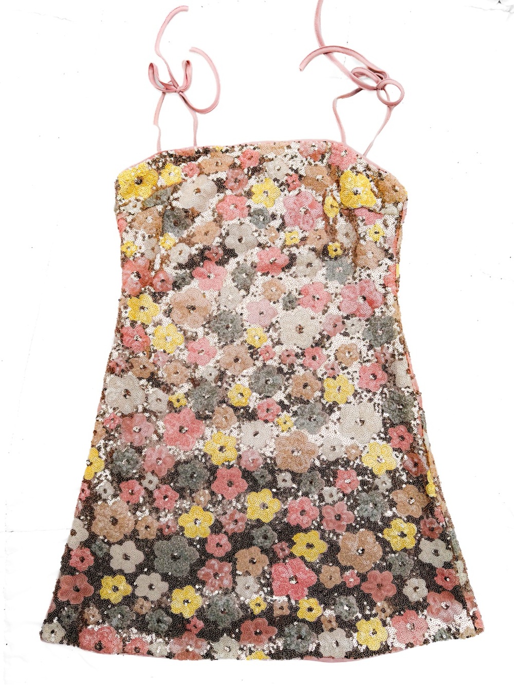 HP! 🥳 Cider Pink Sequin Floral Daisy Mini Dress Small Womens Party Cocktail EUC - Picture 2 of 10